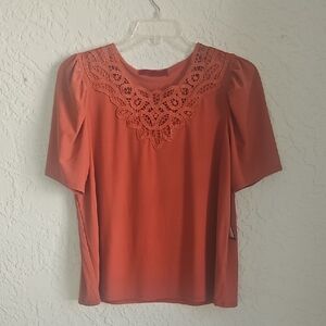 Scarlett Women's Blouse with Lace Accent - Rust